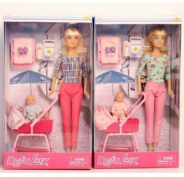 Кукла с ребенком в коляске и аксессуарами в коробке