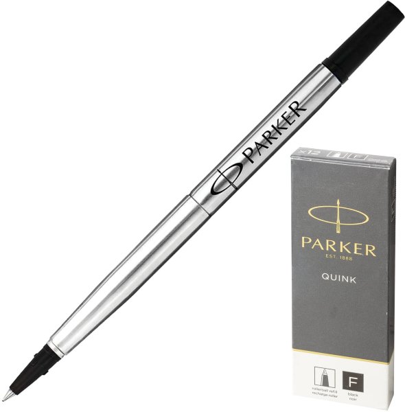 Стержень для ручки-роллера PARKER "Quink RB", металлический 116 мм, линия письма 0,5 мм, черный