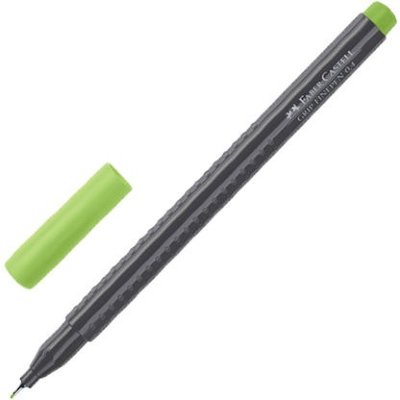 Ручка капиллярная FABER-CASTELL "Grip Finepen", СВЕТЛО-ЗЕЛЕНАЯ, трехгранная, корпус черный, 0,4 мм