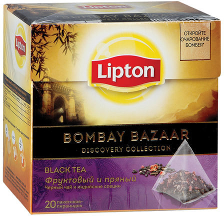 Чай LIPTON (Липтон) "Bombay Bazaar", фруктовый, 20 пирамидок по 2 г, 65414971