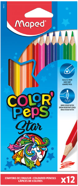 Карандаши цветные Maped "Color Peps", 12цв., трехгран., заточен., картон, европодвес