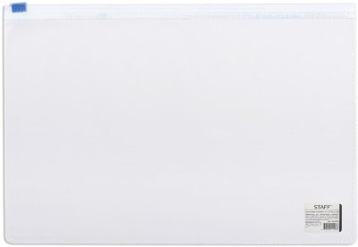 Папка-конверт на молнии А4 (230х333 мм), прозрачная, 0,12 мм, STAFF