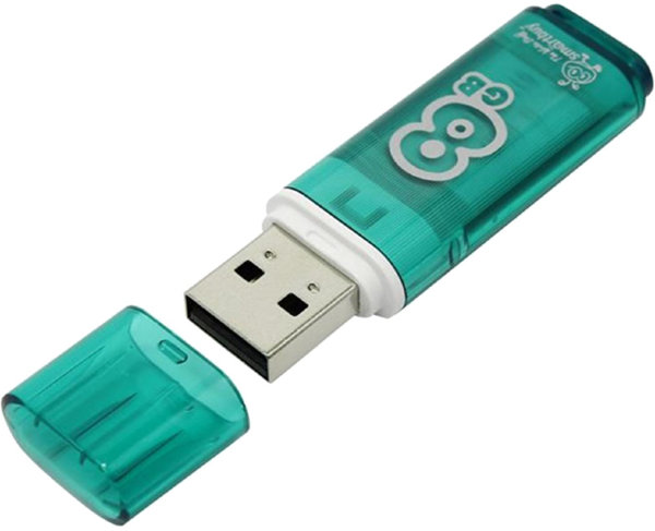 Память Smart Buy "Glossy"   8GB, USB 2.0 Flash Drive, зеленый