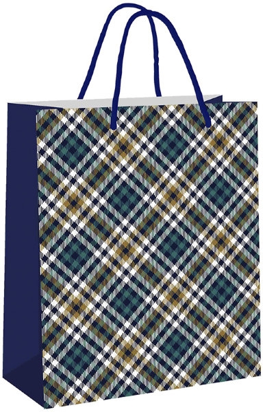 Пакет подарочный 26*32,4*12,7см, Veld-co "Шотландка синяя", ламинированный