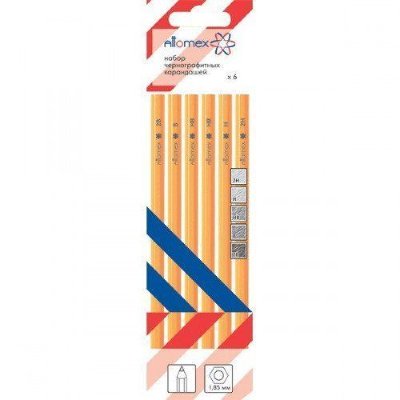 Attomex Набор карандашей 6 шт, Attomex (2B-2H), корп. желтый 5030400