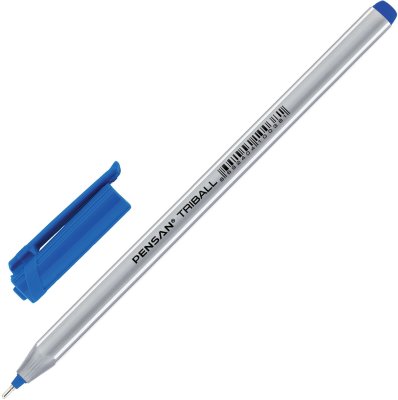 Ручка шариковая масляная PENSAN "Triball", СИНЯЯ, трехгранная, узел 1 мм, линия письма 0,5 мм