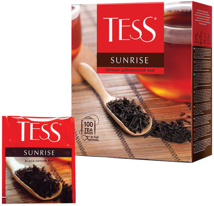 Чай TESS (Тесс) "Sunrise", черный цейлонский, 100 пакетиков по 1,8 г, 0918-09