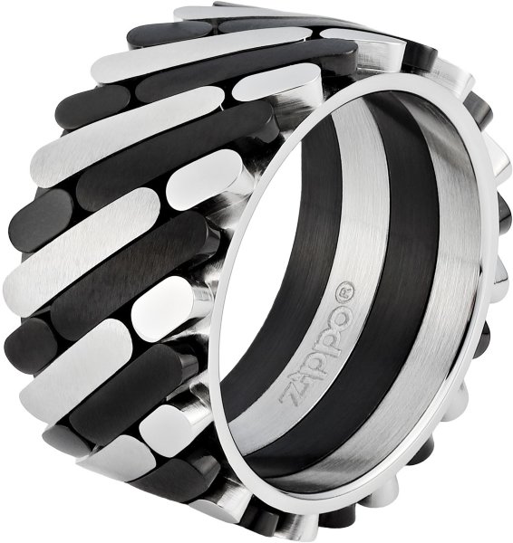 Кольцо ZIPPO, серебристо-чёрное, нержавеющая сталь, 1,2x0,25 см, диаметр 17,8 мм
