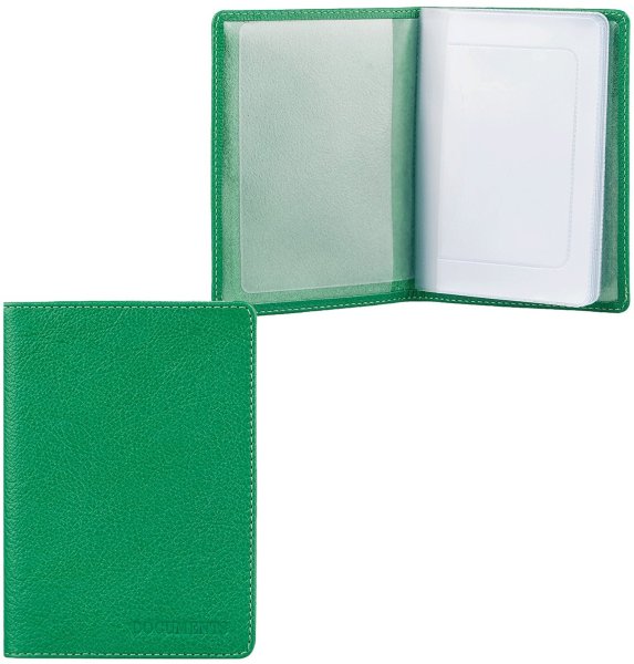 Бумажник водителя FABULA "Every day", натуральная кожа, тиснение, 6 пластиковых карманов, зеленый