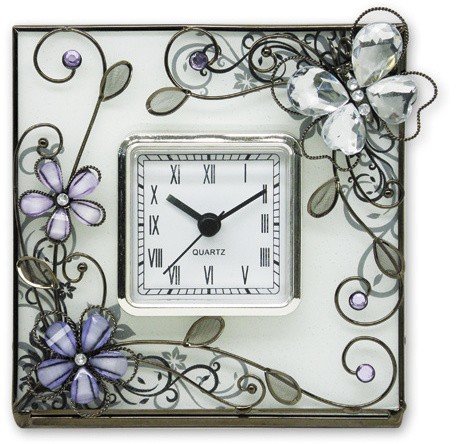 Часы  Jardin D'Ete  "Стеклянная бабочка", квадратные, сталь, стекло, пластик, 14х 6х 14 см