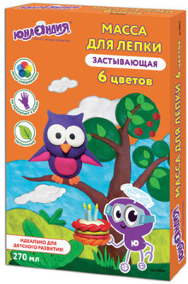 Масса для лепки ЮНЛАНДИЯ "ЮНЛАНДИК В ГОСТЯХ У СОВЫ", 6 цветов по 45 мл, застывающая, 105019