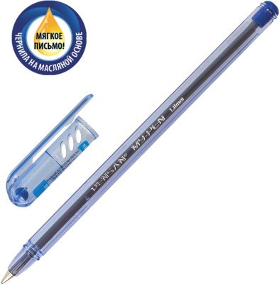 Ручка шариковая масляная PENSAN "My-Pen", СИНЯЯ, корпус тонированный синий, узел 1 мм, линия письма 0,5 мм