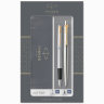 Набор PARKER "Jotter Stainless Steel GT": шариковая ручка синяя и перьевая ручка, 2093257