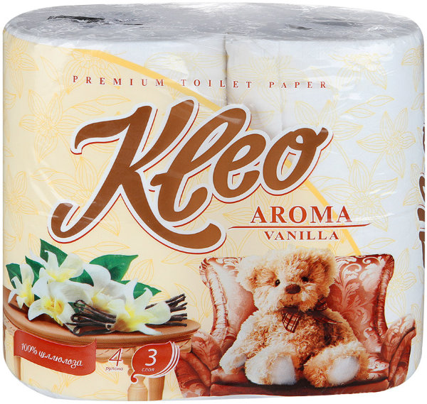 МЯГКИЙ ЗНАК Туалетная бумага Kleo 3х сл Aroma ваниль 4рул (оранжевая)