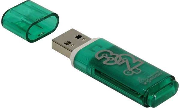 Память Smart Buy "Glossy"  32GB, USB 2.0 Flash Drive, зеленый