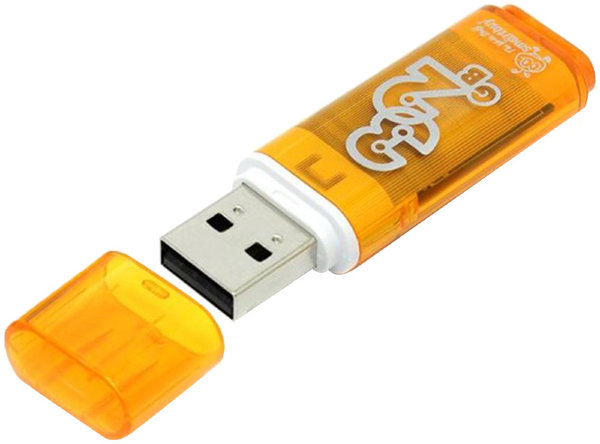 Память Smart Buy "Glossy"  32GB, USB 2.0 Flash Drive, оранжевый