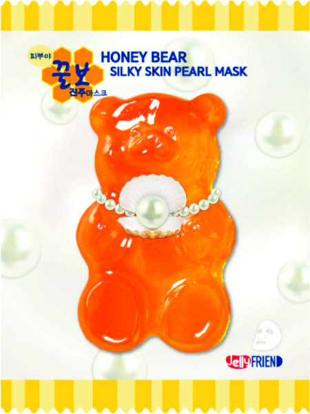 Тканевая маска с экстрактом жемчуга JellyFrien Honey Bear Silky Skin Pearl Mask