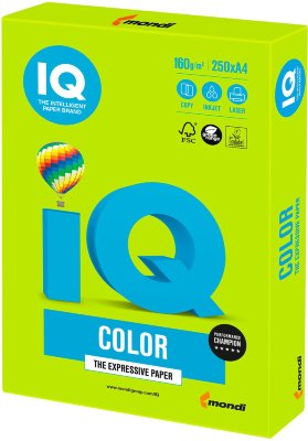 Бумага IQ color, А4, 160 г/м2, 250 л., интенсив, зеленая липа, LG46