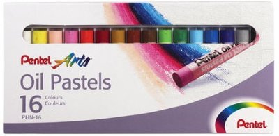 Пастель масляная художественная PENTEL "Oil Pastels", 16 цветов, круглое сечение, картонная упаковка