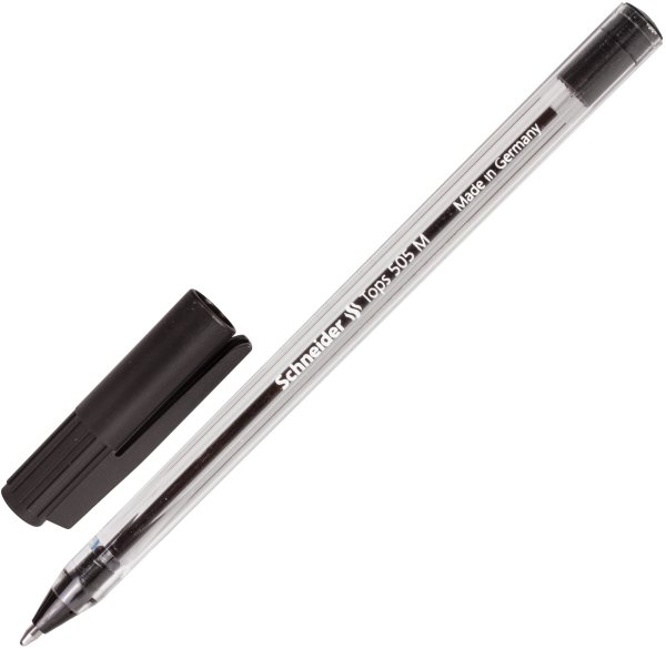 Ручка шариковая SCHNEIDER "Tops 505 M", ЧЕРНАЯ, корпус прозрачный, узел 1 мм, линия письма 0,5 мм