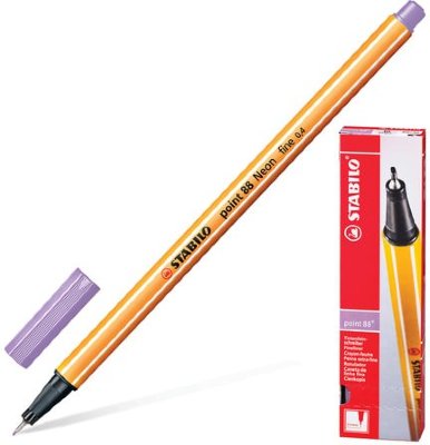 Ручка капиллярная STABILO "Point 88", СВЕТЛО-СИРЕНЕВАЯ, корпус оранжевый, линия письма 0,4 мм