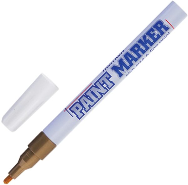 Маркер-краска лаковый (paint marker) MUNHWA "Slim", 2 мм, ЗОЛОТОЙ, нитро-основа, алюминиевый корпус