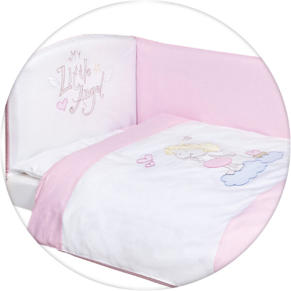 Постельное бельё 3 предмета Ceba Baby с вышивкой Little Angel white-pink