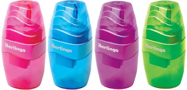 Точилка пластиковая Berlingo "Triangle" 1 отверстие, контейнер, ассорти, дисплей
