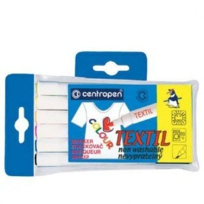 Centropen Фломастеры по ткани 6цв "Centropen textil", картон.уп-ка 2739/6