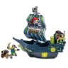 Keenway Игровой набор Приключения пиратов Битва за остров корабль с зелёным парусом, фигурки пиратов 10755