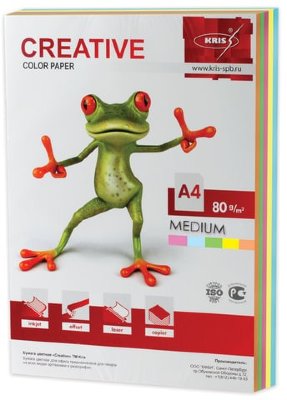 Бумага CREATIVE color (Креатив) А4, 80 г/м2, 250 л., (5 цв.х50 л.) цветная медиум