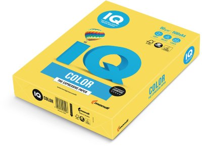 Бумага IQ color, А4, 80 г/м2, 500 л., интенсив, канареечно-желтая, CY39