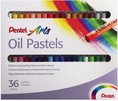 Пастель масляная художественная PENTEL "Oil Pastels", 36 цветов, круглое сечение, картонная упаковка