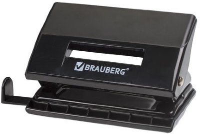 Дырокол BRAUBERG "Black Jack", до 10 листов, черный, 227795