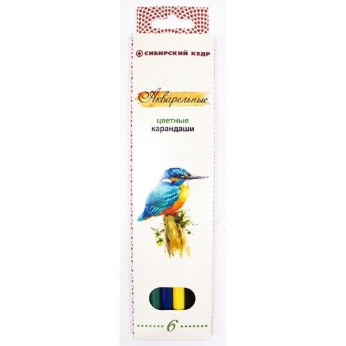 СКФ Карандаши цвет. акварельные 6цв "Сибирский кедр. Птицы Сибири" 175мм СК083/06