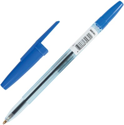 Ручка шариковая масляная СТАММ "Офис", СИНЯЯ, корпус тонированный синий, узел 1,2 мм, линия письма 1 мм