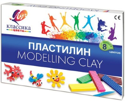 Пластилин классический ЛУЧ "Классика", 8 цветов, 160 г, со стеком, картонная упаковка