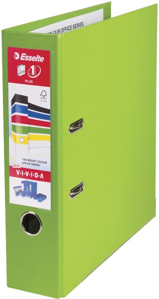 Папка-регистратор ESSELTE "VIVIDA Plus", А4+, с двухсторонним покрытием из пластика, 80 мм, зеленая