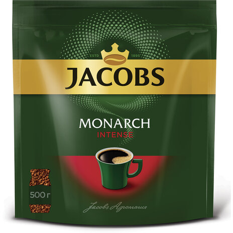 Кофе растворимый JACOBS Monarch "Intense", сублимированный, 500 г, мягкая упаковка, 8052114