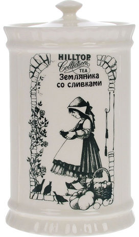 Чай HILLTOP "Земляника со сливками", черный листовой, 125 г, керамическая чайница, F103