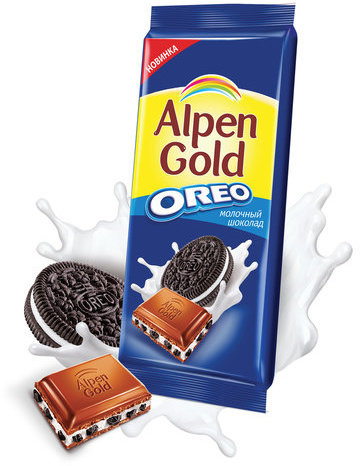 Шоколад ALPEN GOLD (Альпен Голд), молочный с печеньем OREO (Орео), 95 г, 63804