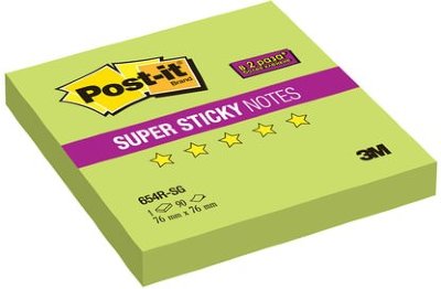 Блок самоклеящийся (стикер) POST-IT Super Sticky, 76х76 мм, 90 л., неоновый зеленый