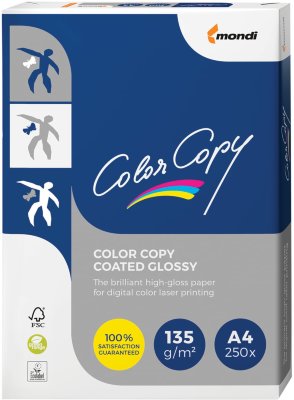 Бумага COLOR COPY GLOSSY, мелованная, глянцевая, А4, 135 г/м2, 250 л., для полноцветной лазерной печати, А++, 139% (CIE)