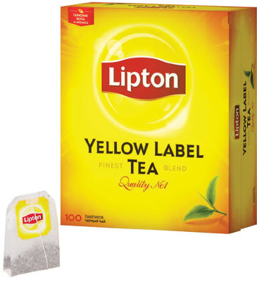 Чай LIPTON (Липтон) "Yellow Label", черный, 100 пакетиков с ярлычками по 2 г, 20248358