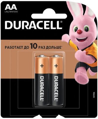 Батарейки DURACELL Basic, AA (LR06, 15А), алкалиновые, КОМПЛЕКТ 2 шт., в блистере