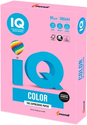 Бумага IQ color, А4, 80 г/м2, 500 л., неон, розовая, NEOPI