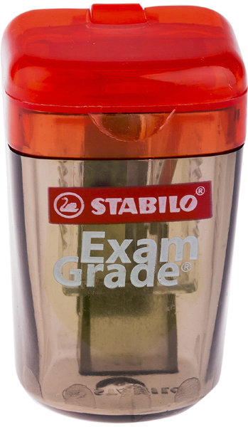 Точилка пластиковая Stabilo "Exam Grade", 1 отверстие, контейнер, прозрачная