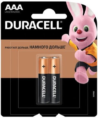 Батарейки DURACELL Basic, AAA (LR03, 24А), алкалиновые, КОМПЛЕКТ 2 шт., в блистере