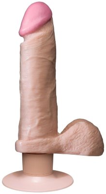 Вибромассажер-реалистик телесного цвета на присоске The Realistic Cock Vibrating 6” - 21,6 см.