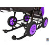 Санки-коляска SNOW GALAXY City-1-1 Серый Зайка на фиолетовом на больших надувн колёсах+сумка+варежки